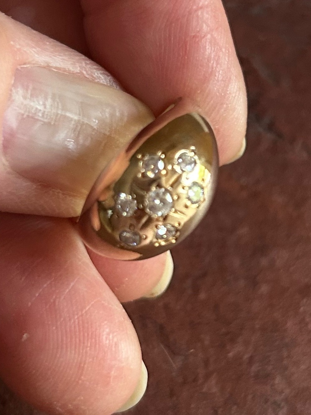 Vintage Diamond 10K Gold Dome Ring Size 6 1/2